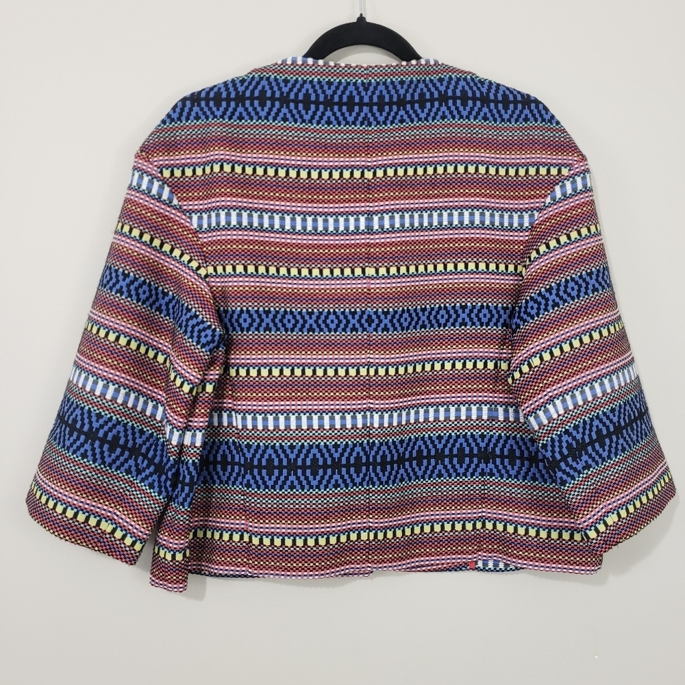 Weekend Max Mara Basketweave Tribal Pattern Cropped Jacket Size 6 - Picture 3 of 13